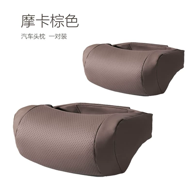 Audi, Tesla Car Headrest, Headrest - bone-pillow-nappa-leather-bone-neck-pillow-pillow-mocha-brown-pair