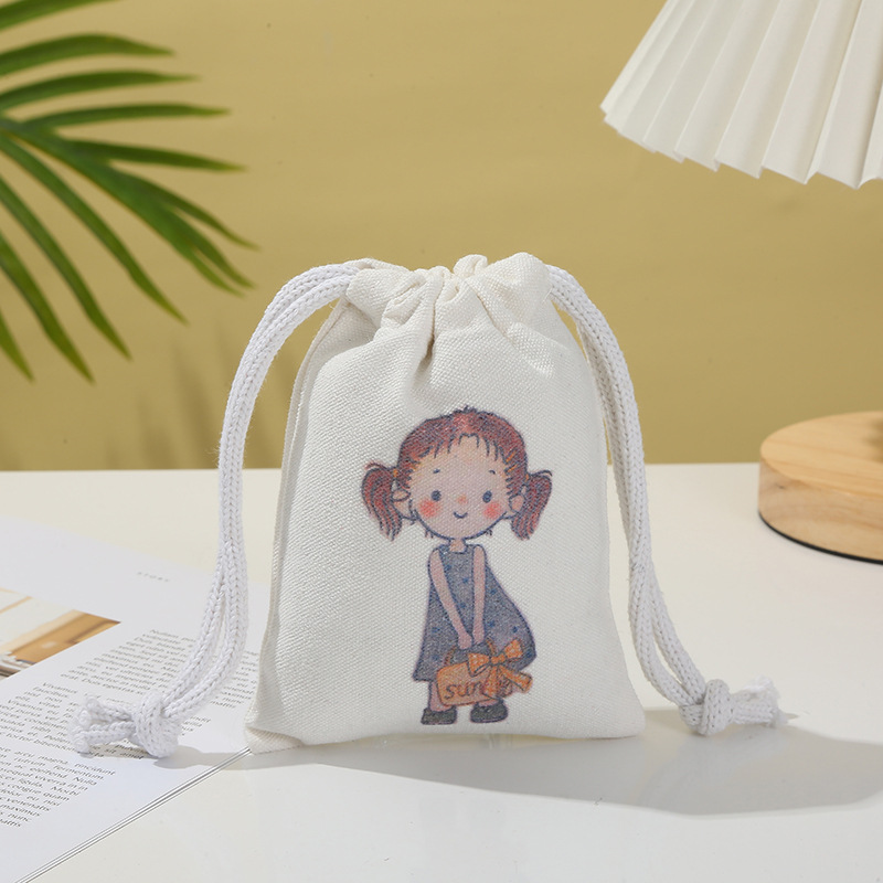 拉绳束口袋可爱卡通棉布收纳袋厂家批发儿童卡通礼品袋零食糖果袋