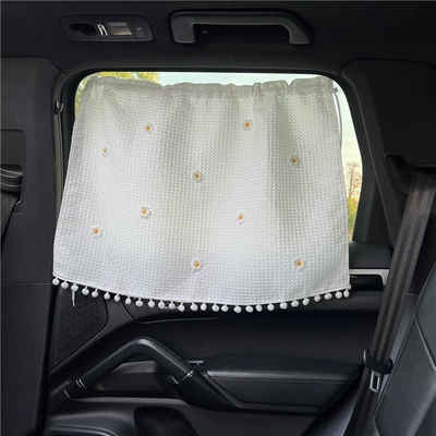 Sun shade | side window car side block - waffle-curtain-ten-sunflowers