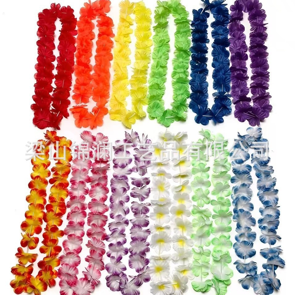 Hawai 24 pares de guirnaldas de flores colgantes de colores pétalos de flor simulados ropa de anillo de cuello de poliéster fiesta