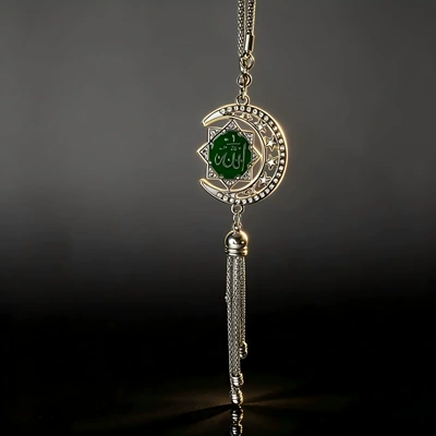 Tassel Decoration, Cross-Border Wholesale, Car hanging - green-silver