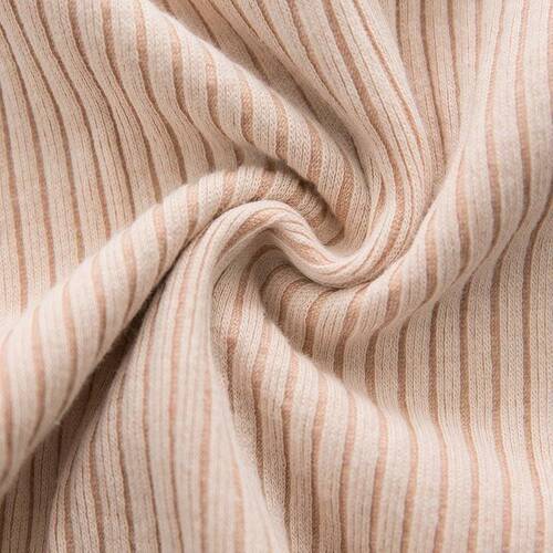 Women's Cotton Warm Thermal Underwear Set with Heating Body Shaping Vertical Striped Crew Neck Knit Top