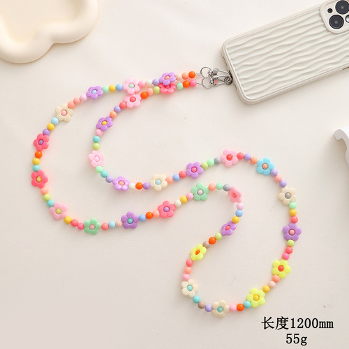 Yi Lian's new acrylic beaded mobile phone chain pearl crossbody strap chain mobile phone case pendant pendant gift for women