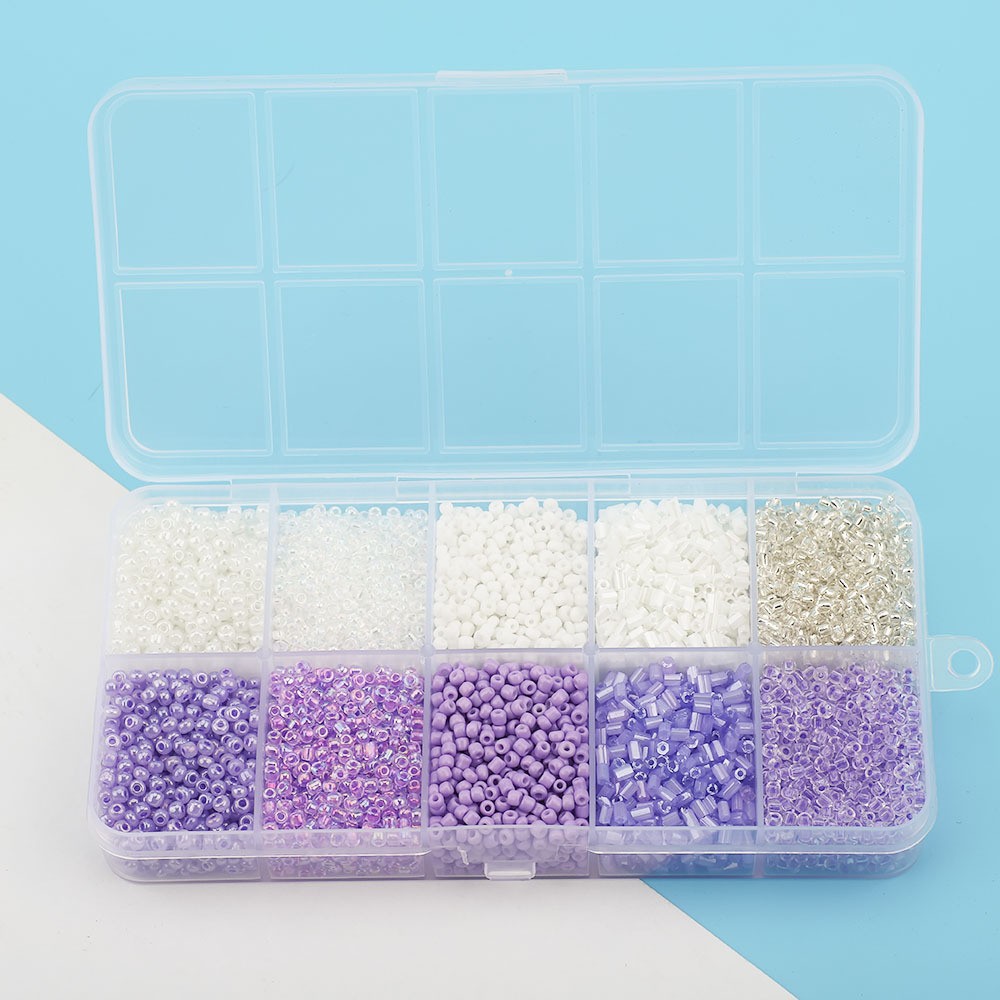 Cuentas de arroz 10 cuadrícula multicolor caja clásica de cuentas sueltas sequinilla pulsera pendientes DIY accesorios joyería al por mayor
