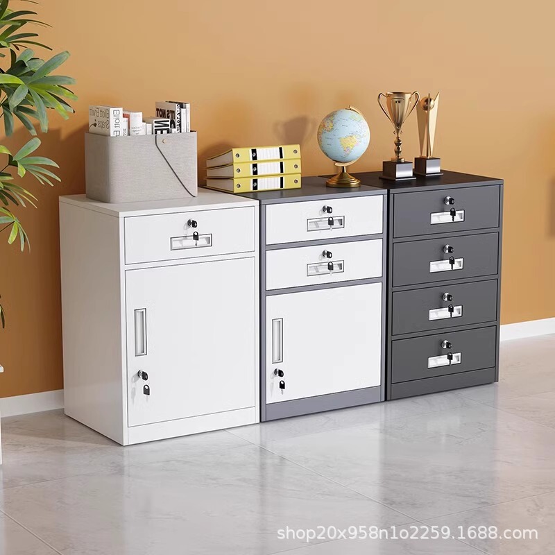 Office Under-Desk File Cabinet, Multi-Drawer Filing Cabinet with Lock, Storage Cabinet, Desk-Side Cabinet, Floor-Standing Low Cabinet