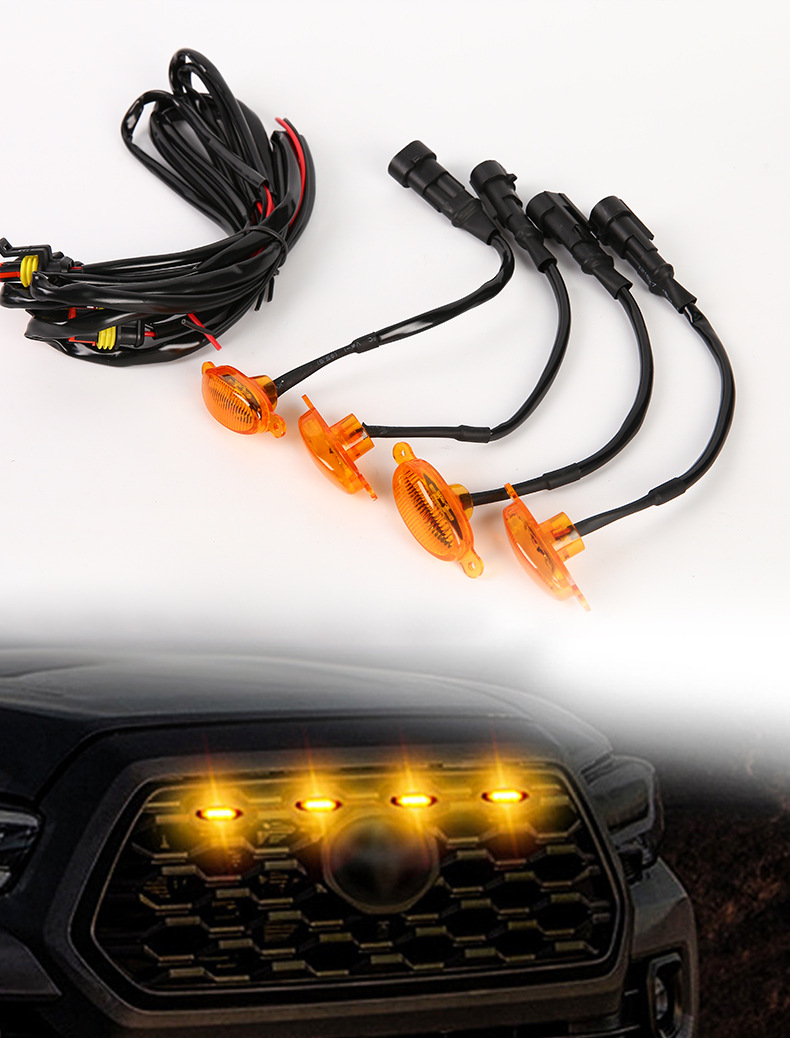 Car net small yellow light 4led12 light universal grille decoration fog light modified pickup truck off-road light