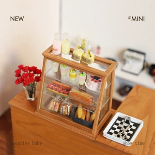 娃娃屋配件宽款点心蛋糕柜开门展示柜 diy微缩模型玩具摆件M169