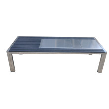 定制304不锈钢休闲会客桌茶桌室内室外可用配塑木