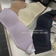 貓爪子無肩帶防滑不會掉內衣女抹胸一體杯一字圍無痕裸感文胸罩