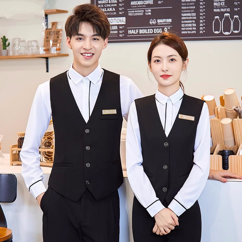 Hotel Catering Waiter Work Clothes Women's Long-Sleeved Shirt Restaurant Hotel Vest Suit Autumn and Winter Hot Pot Restaurant Work Clothes
