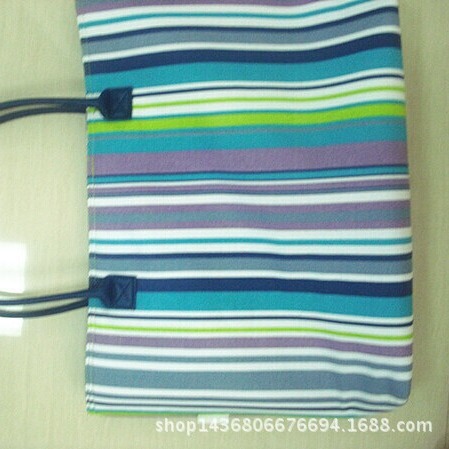 东莞大容量棉布购物袋厂家 供应条纹加厚手提购物袋出口有底无侧