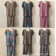 2025中老年妈妈夏装两件套中老年女装短袖T恤中老年套装地摊货源