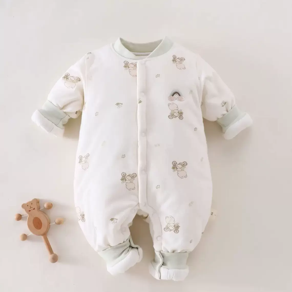 150g婴儿夹棉连体衣冬季宝宝哈衣爬服棉服棉衣服秋冬装加厚睡衣