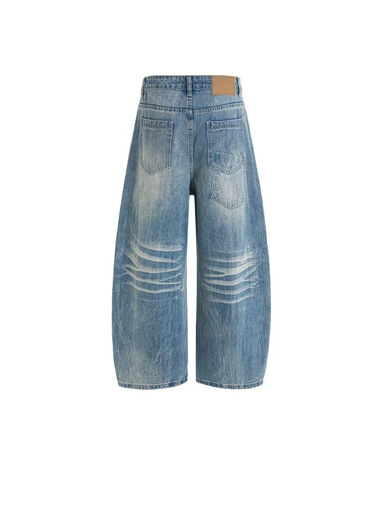 Wide Leg Denim Jeans With Lightning Bolt Pattern For Men And Women_voghion.com