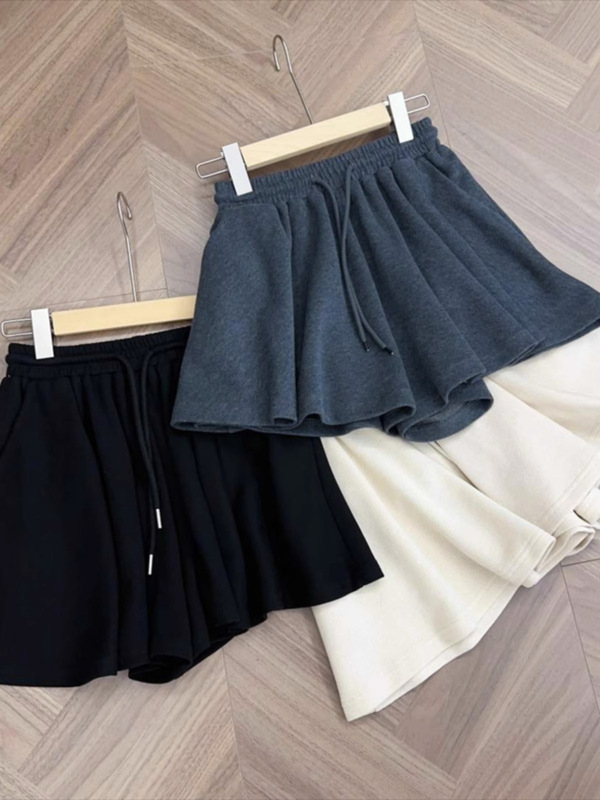 Casual Shorts for Women 2025 Summer Petite Hot Pants Gray Sports High-Waisted A-Line Pleated Wide-Leg Skirt Pants Casual Shorts for Women 2025 Summer Petite Hot Pants Gray Sports High-Waisted A-Line Pleated Wide-Leg Skirt Pants