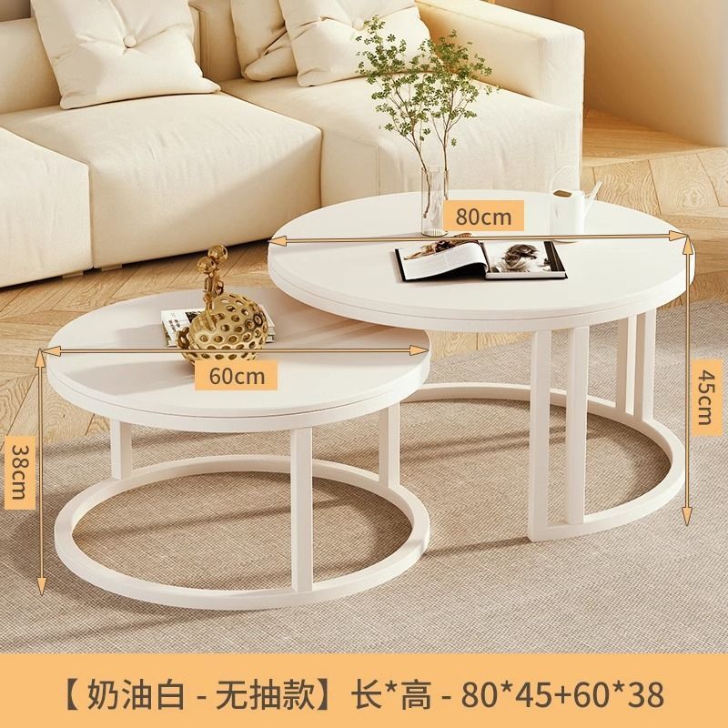 クリームスタイルのスレートコーヒーテーブル、小さなリビングルーム、家庭用人気のティーテーブル、モダンで軽い高級ラウンドコーヒーテーブルテーブルの組み合わせ|undefined