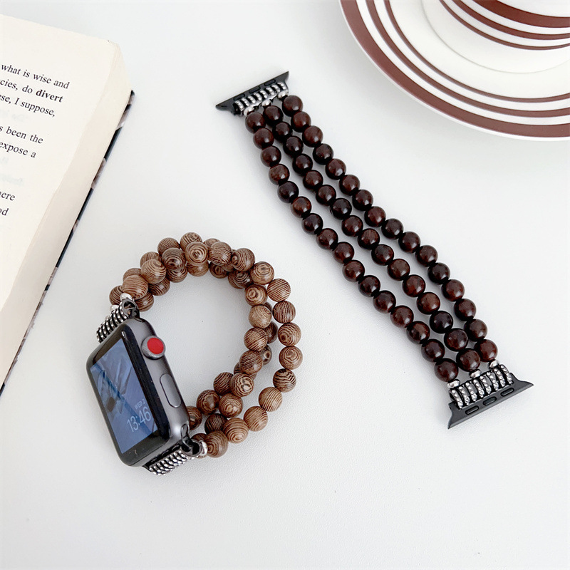 Buddha Wooden Beads for applewatch Apple Watch Strap s10 Chain iwatch654 Generation se7ultra86