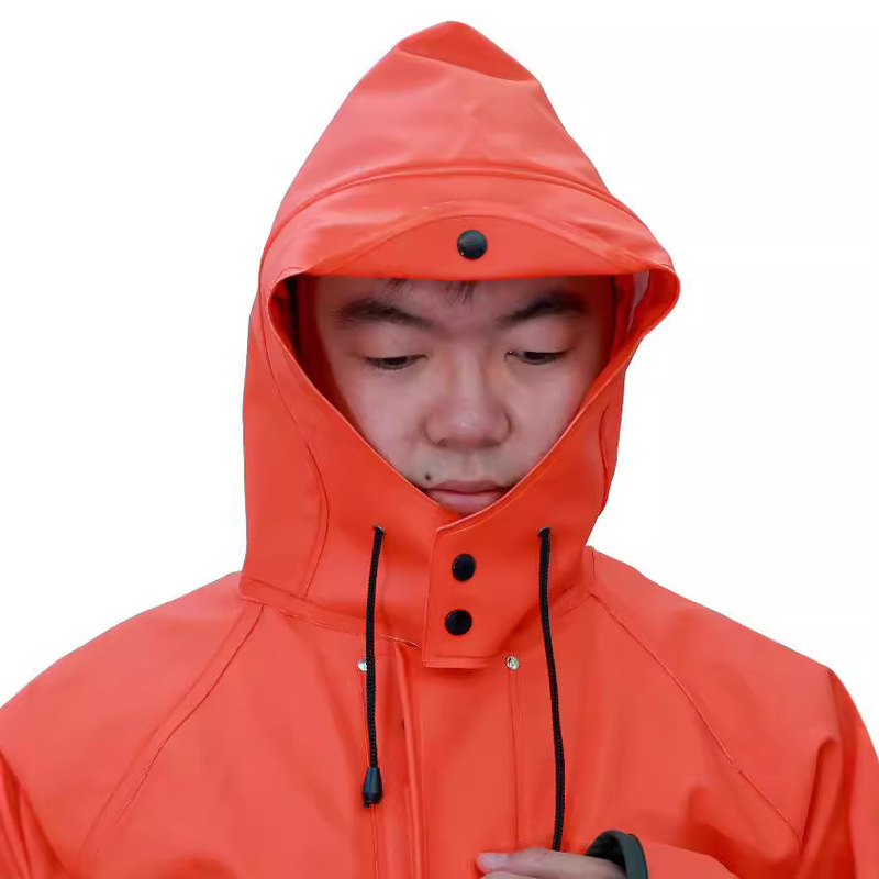 Manufacturer Wholesale Thickened Windproof Reflective Orange Knit Fabric Plastic Work Split Raincoat and Rain Pants Set Manufacturer Wholesale Thickened Windproof Reflective Orange Knit Fabric Plastic Work Split Raincoat and Rain Pants Set