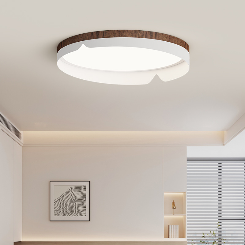 Lámpara de dormitorio nórdico Lámpara de habitación simple moderna Lámpara de habitación Lámpara de techo de sala de estudio de grano de madera original de estilo japonés minimalista