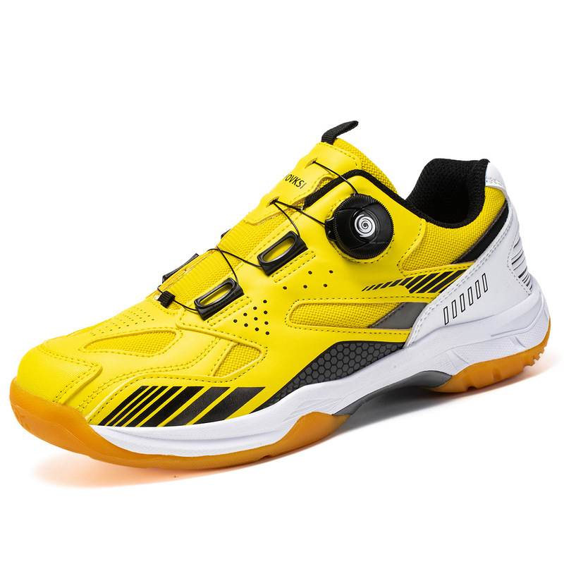 in stock Badminton Shoes Men's and Women's Professional Training Breathable Non-slip Shock-absorbing Rotary Buckle Table Tennis sneaker Jinjiang Shoes