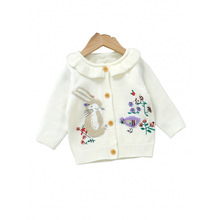 D 43144 Rabbit embroidered girls knit cardigan ���Ӵ���Ůͯ