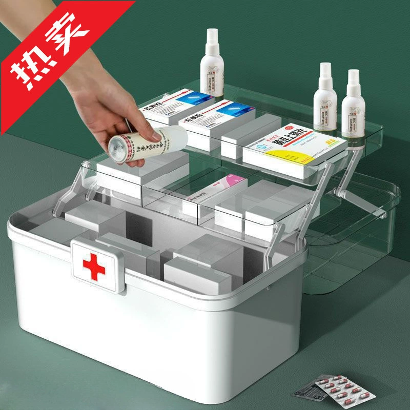 Multi -layer pharmaceutical box household large capacity full -capacity full set of emergency medical drugs storage can wholesale