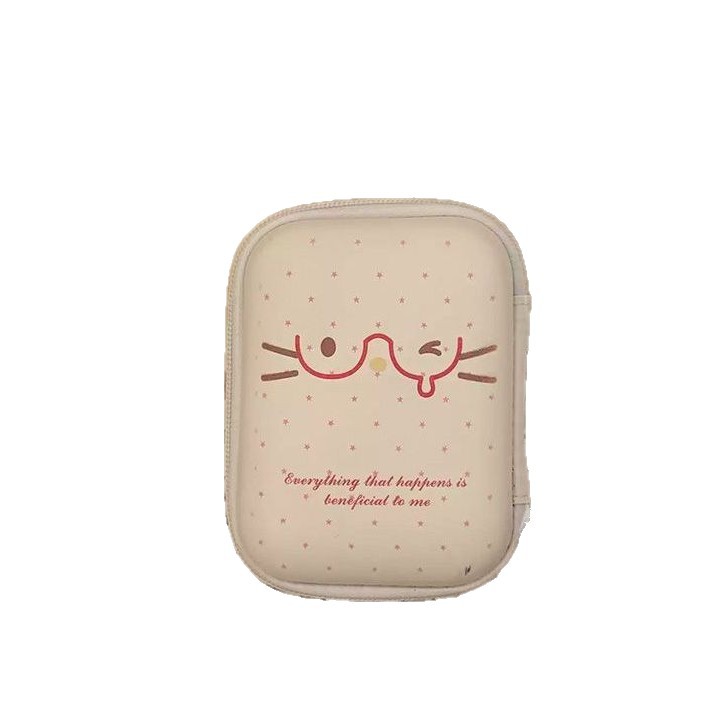 Cute gafas de estrella gato CCD bolsa de almacenamiento bolsa de cámara de gran capacidad para chicas fuera bolsa de cable de datos portátil bolsa