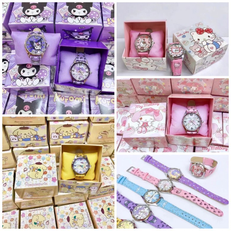 恶魔库洛米美乐蒂玉桂狗布丁狗粉猫儿童皮带卡通手表盒装学生礼物