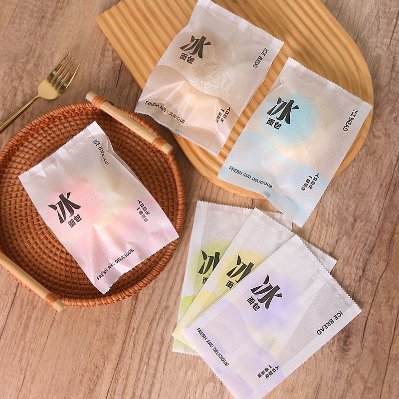 新款冰面包白棉纸袋覆膜面包烘焙月饼蛋糕包装袋食品级防水防油
