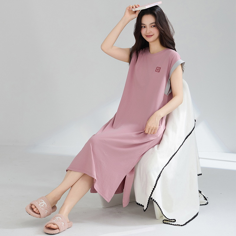 Camisón mujer algodón puro verano sin mangas estilo delgado marco de tracción fresco pijama de algodón fresco chaleco falda suelta de gran tamaño se puede usar afuera