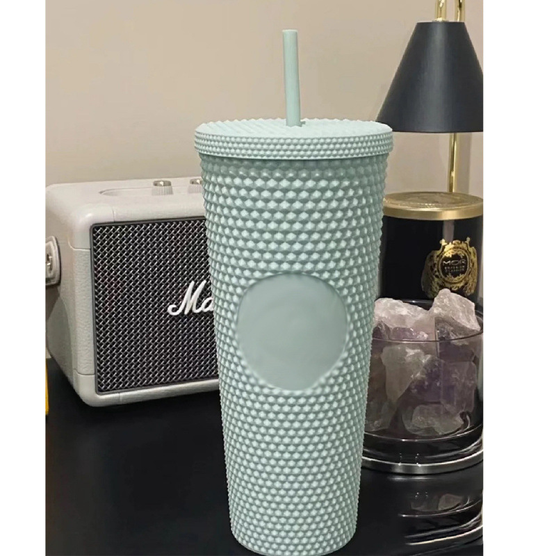 Advertising cup gift wholesale custom creative transparent double layer durian sippy cup colorful gradient large capacity cup