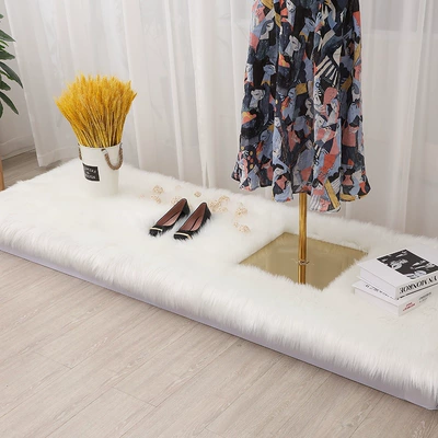 Live-Streamed Clothing and Accessories, Fur Mats, Floor Mats, Girly Cream-Style Large-Area Carpeting, Instagram-Style Store Display Mats, Bedside Table Mats (Wool pad) - customized-contact-customer-service-white-long-hair-ordinary