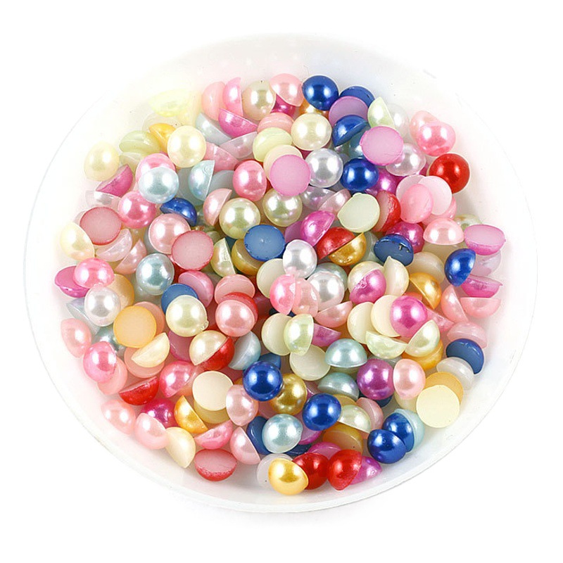 ABS perla de imitación de fondo plano semicírculo Perla media superficie de color perlas sueltas accesorios de ropa parche hecho a mano accesorios de la joyería de bricolaje