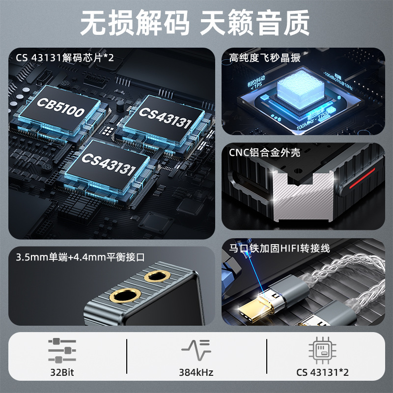ポータブル HiFi デコーディングヘッドフォンアンプデュアルチップ cs43131 デコーディングヘッドフォンアンプオールインワン大推力オーディオデコーダ|undefined