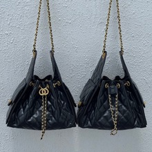 头层油蜡牛皮2025新款女包时尚潮菱格链条包单肩hono包嬉皮包单肩