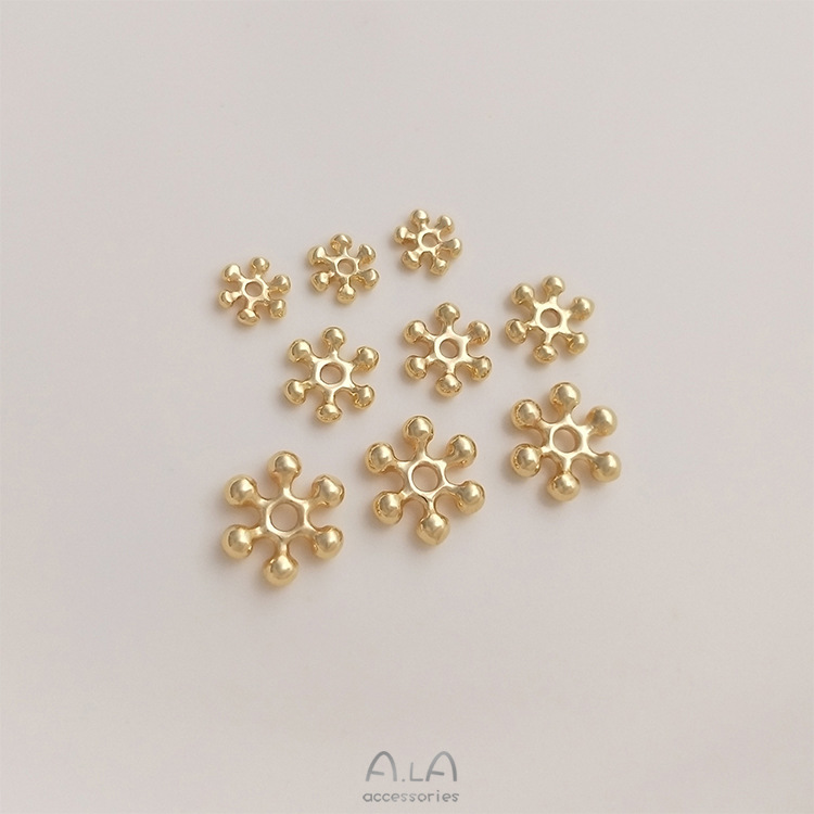 American 14K gold color retaining snowflake exquisite bead spacer handmade diy beaded bracelet necklace accessories