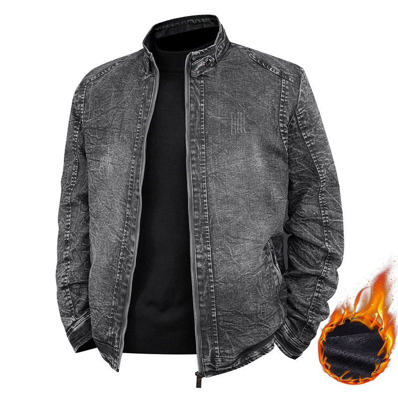 Youth Casual Jacket Men's Trendy Korean Style Men's Jacket Retro Denim Jacket Solid Color Slim Men's Clothing Cross-Border