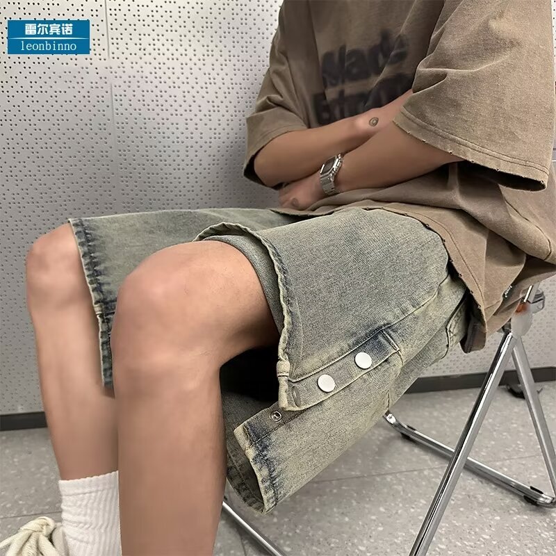 2024 Summer Fashion Brand American Style Men's Casual Trousers Trendy Denim Shorts