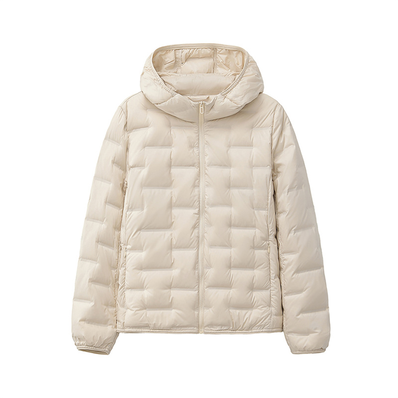 [Clearance Sale] White Hooded Lightweight Outdoor Autumn/Winter down Jacket Women's Short Coat Casual Yoga Wear