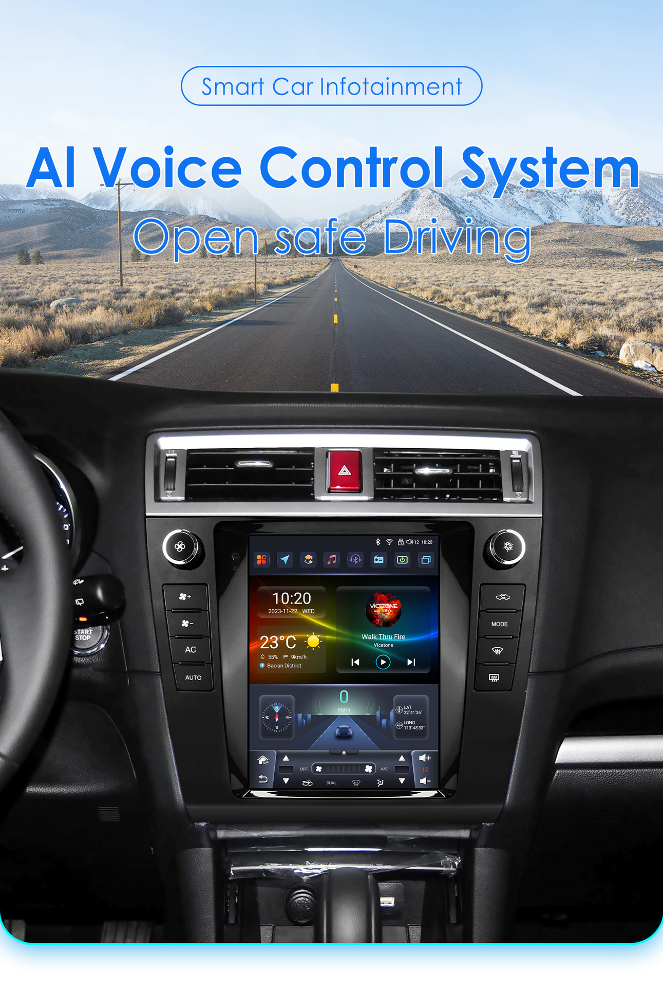 Suitable for 15-19 Subaru Outback 9.7inch Vertical Screen Android Car Mp5 Navigator with Wireless Carplay