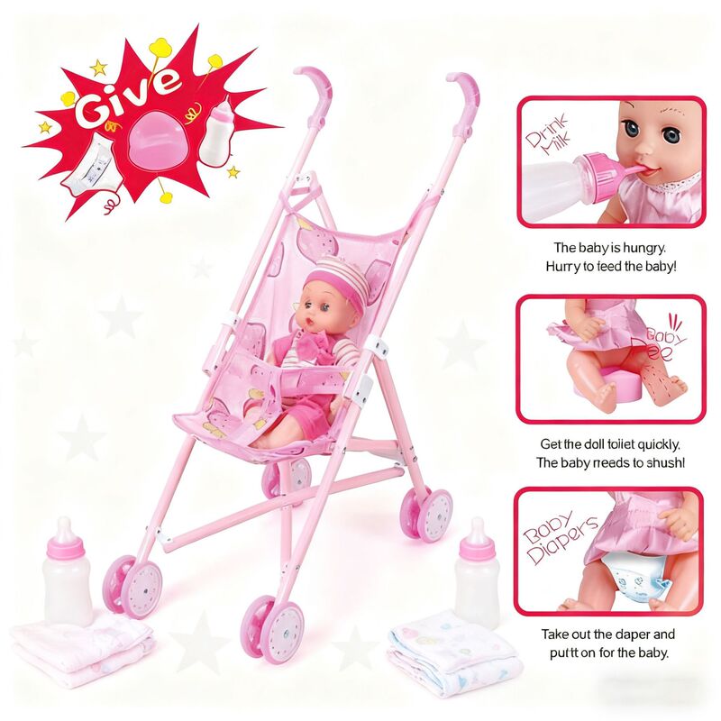 【One Item Is Wholesale Price】Baby Stroller Winking Doll Stroller Children's Educational Parent-Child Pretend Play Toy