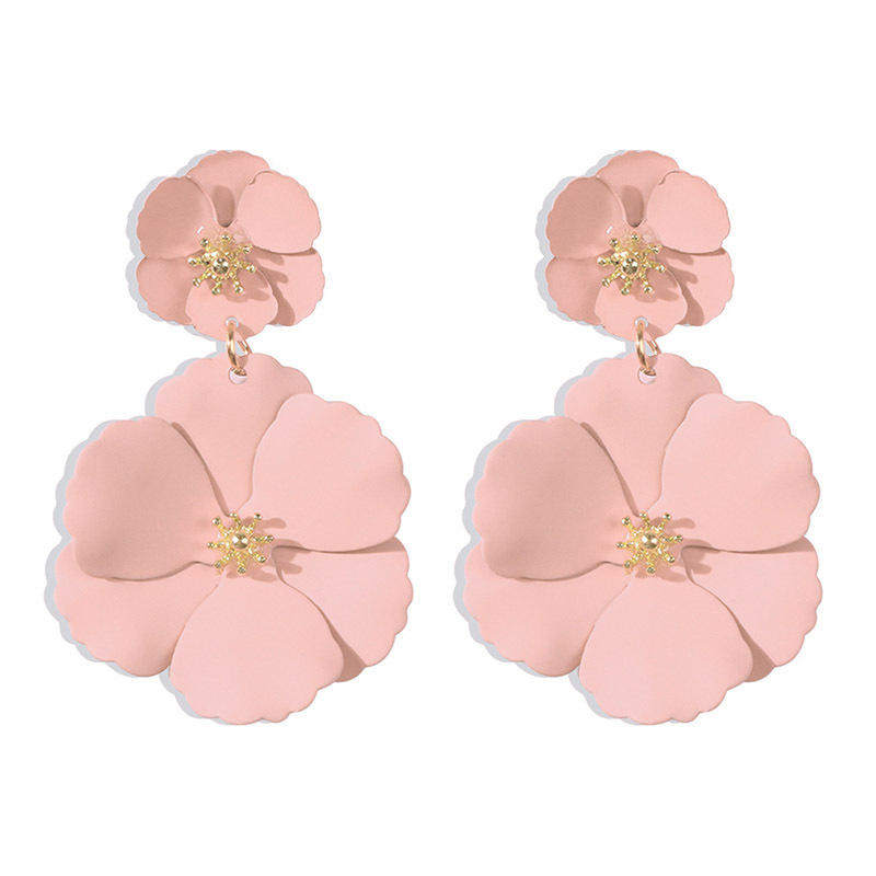 Pendientes de flores de color europeos y americanos, moda creativa para mujer, pintura retro con spray, pendientes de flores multicolor para studs, opcional image 5
