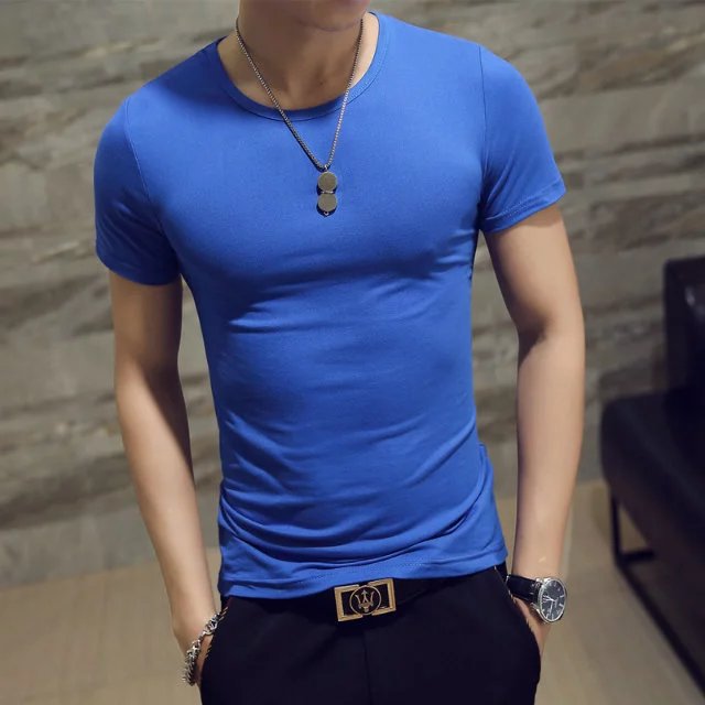 반소매 라운드넥 라이트블루