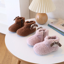 儿童棉靴卡通可爱女童公主靴加绒保暖冬季女童靴子宝宝毛毛靴