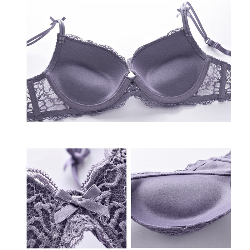 Ensemble de soutien-gorge sexy en dentelle avec bonnet en éponge épais et bas fin pour femme_voghion.com
