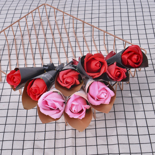 Women's Day single soap flower rose small bouquet simulated soap flower gift box Valentine's Day gift Teacher's Day Chinese Valentine's Day