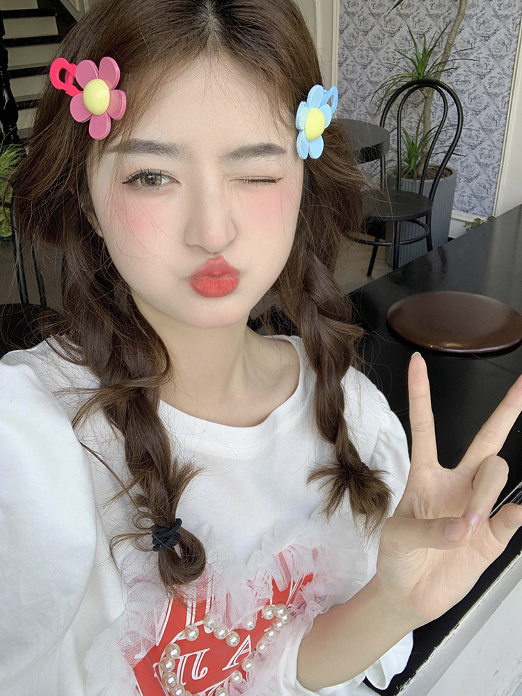 2pc Koreanische Nette Blume Bunte Haarnadel Haar Klaue Clips Griffe für Mädchen Frauen Kinder Kind Haar Party Zubehör Krabben stirnband – Detail 5