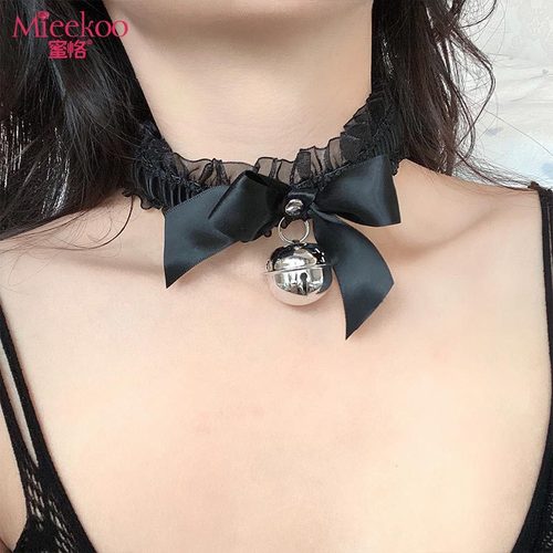 Mikke Sexy Necklace Lace Strap Bell Necklace Novelty Necklace Collar Accessory Passion Accessory for Women 7113