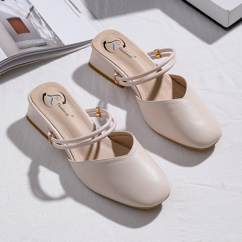 Baotou sandals women 2021 new pattern summer leisure time Fairy Wind ins Middle heel With crude Small code Women's Shoes