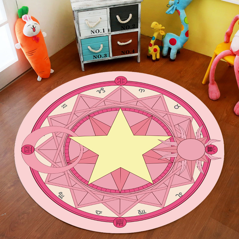 Transfronteriza de dibujos animados alfombra redonda dormitorio lindo cama completa estera de noche engrosada de terciopelo de cristal alfombra del piso de los niños alfombra de la habitación
